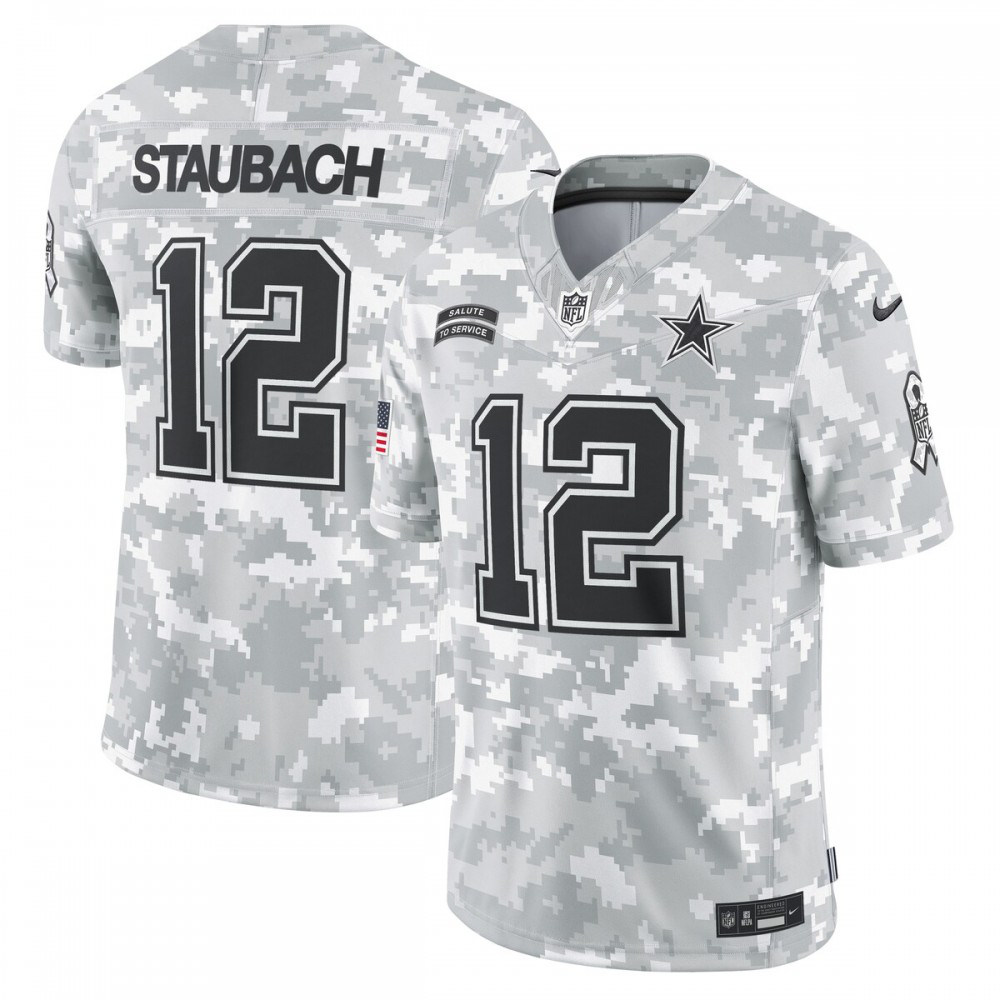 Roger Staubach Dallas Cowboys Nike 2024 Salute to Service Retired Player Limited Jersey - Arctic Camo-GridironStore